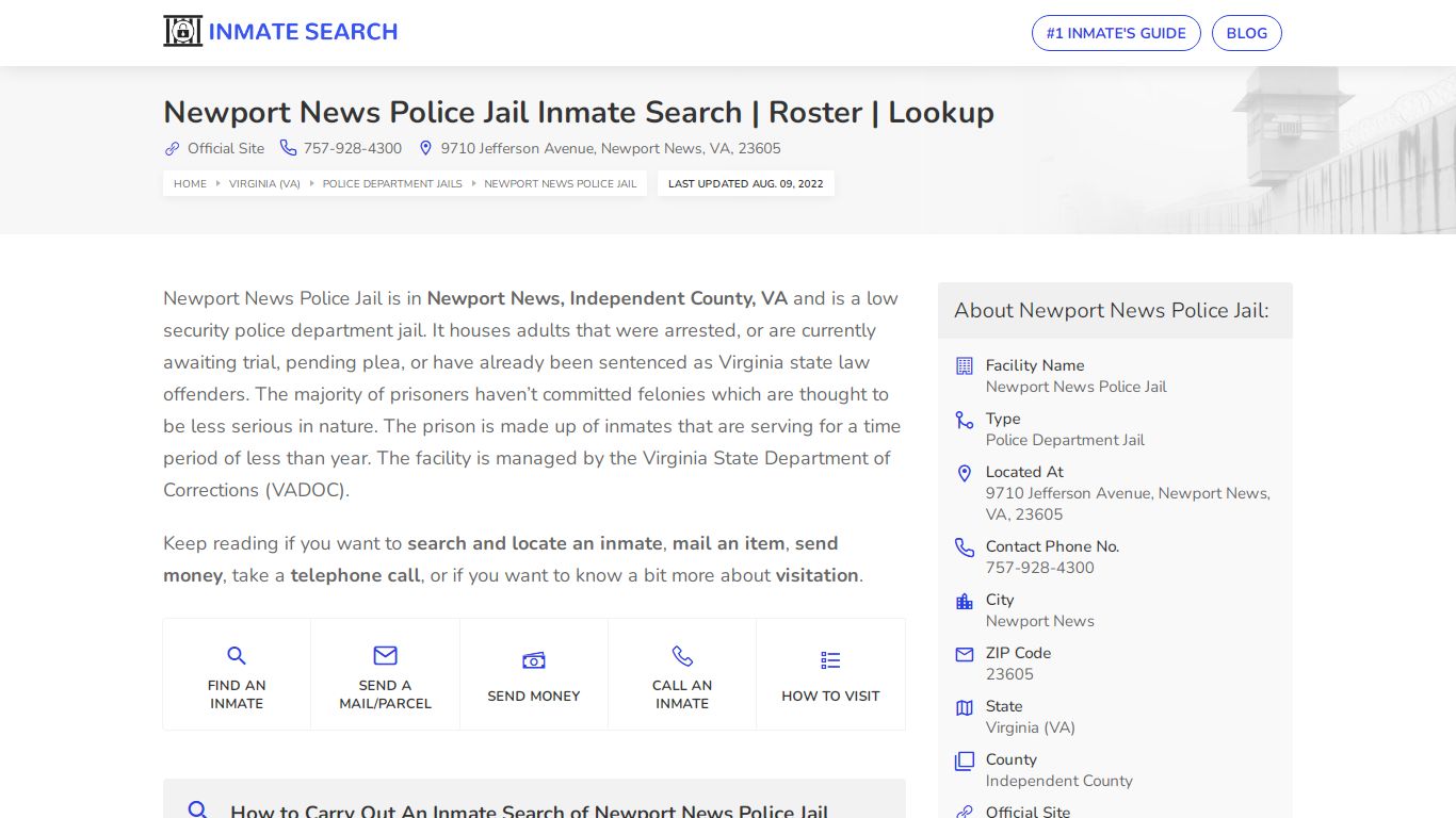 Newport News Police Jail Inmate Search | Roster | Lookup